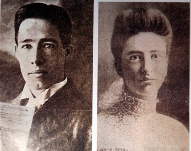 Photos of Chester Gillette and Grace Brown, published as part of "My Latest Poem About the Murder of Grace Brown"